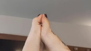 POV. He loves my sweaty, dirty, smelly feet immediately out of my shoes.